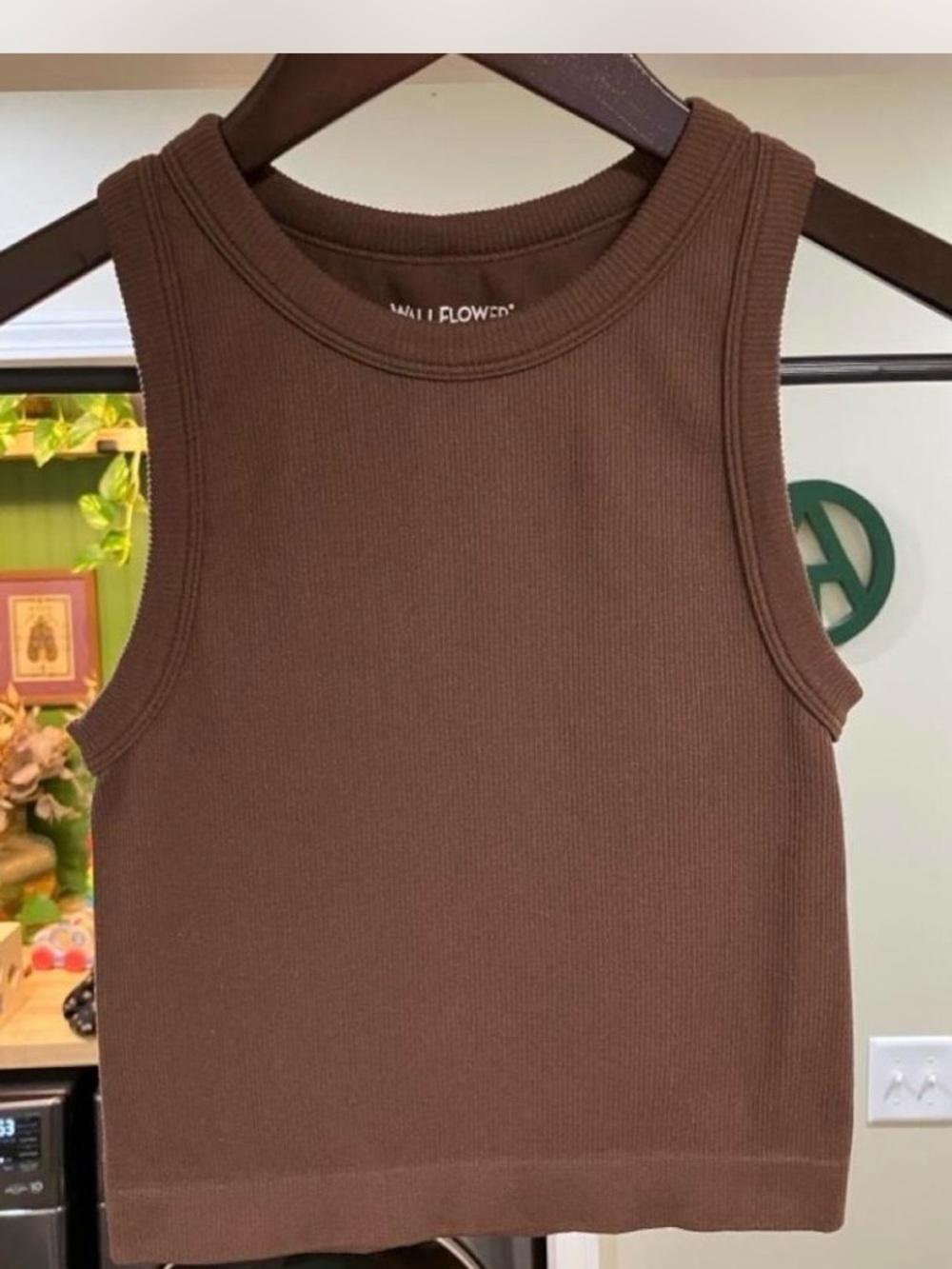 Wallflower InstaSmooth Brown Ribbed High Neck Seamless Tank Top Size S